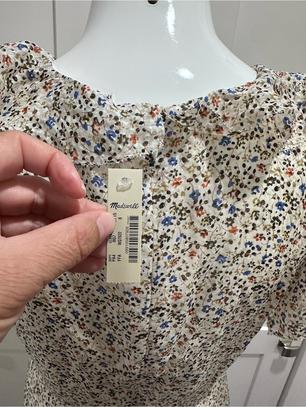 Madewell silk field floral ruffle neck mini dress - Picture 9 of 10